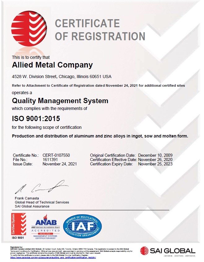 Page 1 Image ISO 9001 CERT Issued 11-24-2021